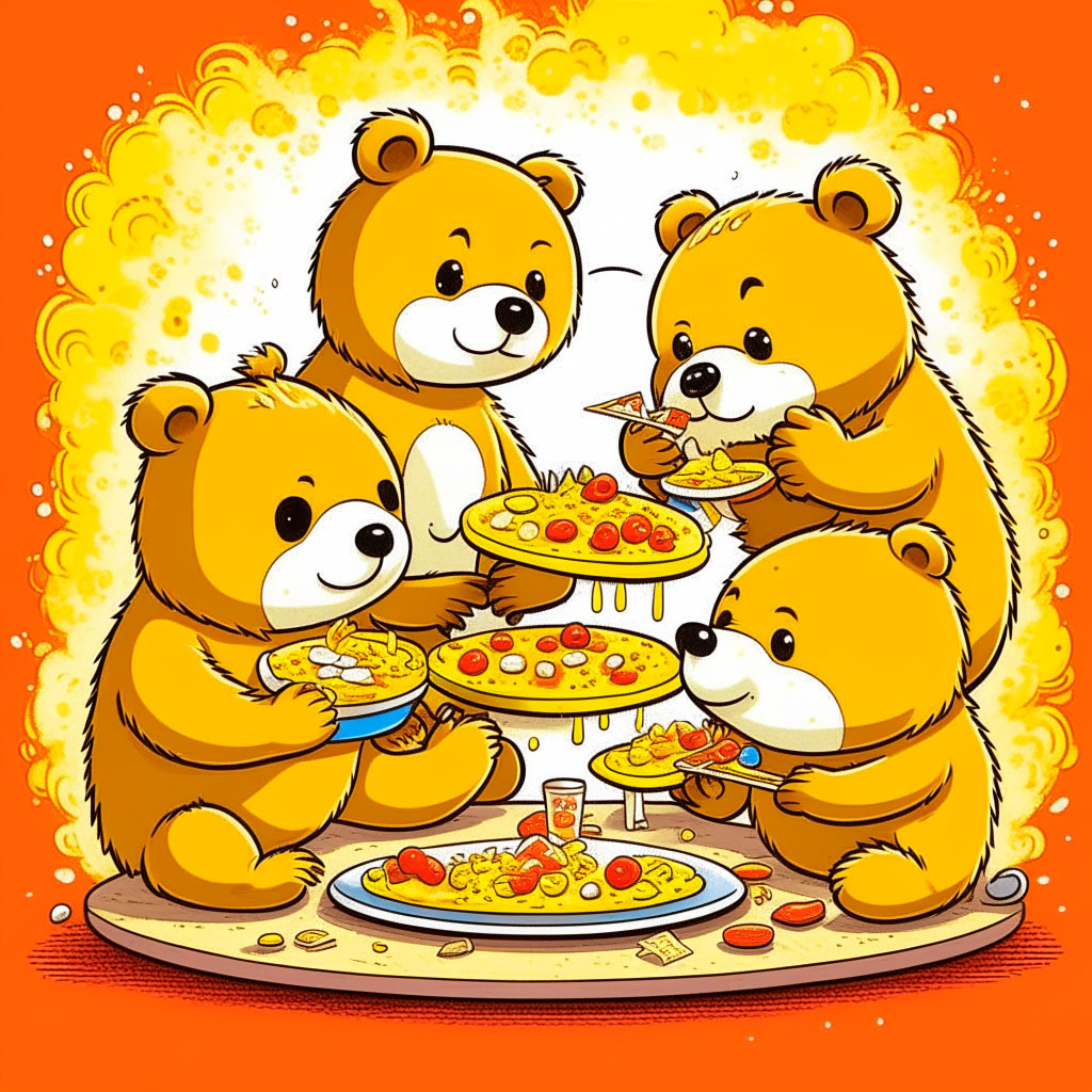 Orsi che mangiano i blini