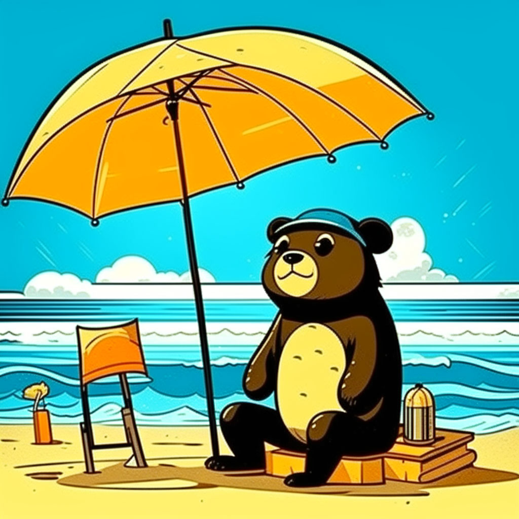 Orso d'estate che prende il sole