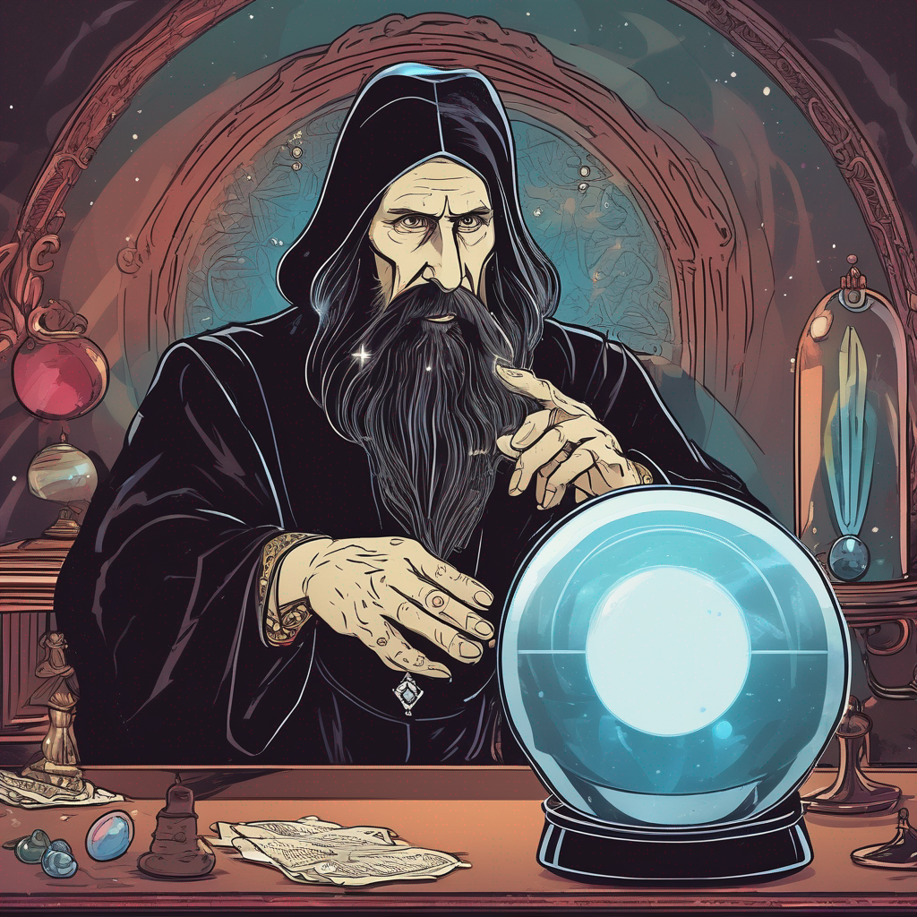 Rasputin che consulta una sfera di cristallo